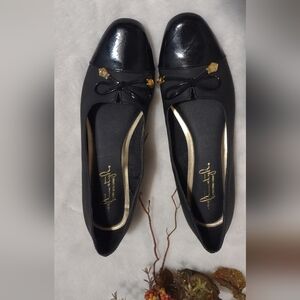 Black Women's Flats with Gold Accents